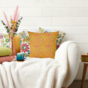 Orange paisley cushion