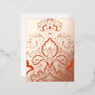 Orange Paisley foil Holiday Postcard