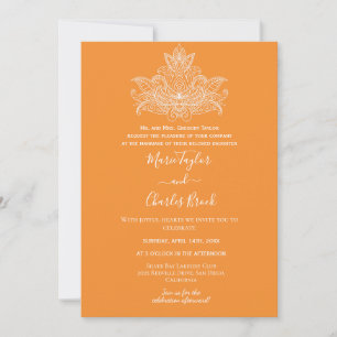Orange Paisley Indian Wedding Invitation