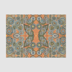 orange paisley pattern tissue paper