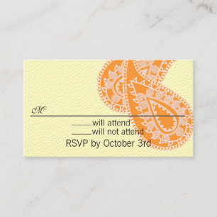 Orange Paisley RSVP Card -change background colour