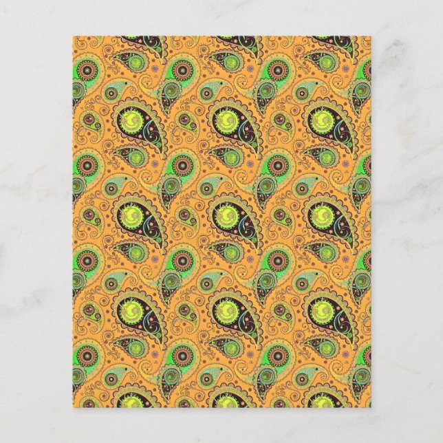 Orange paisley scrapbook background paper (Front)