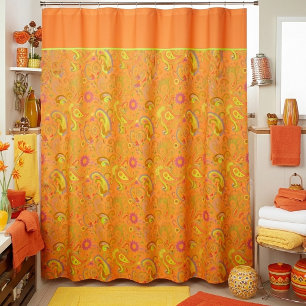 Orange paisley shower curtain