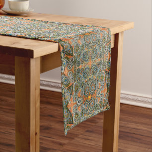 orange paisley table runner