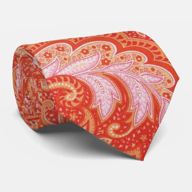Orange Paisley Tie (Rolled)