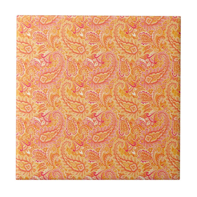 Orange Paisley Tile (Front)
