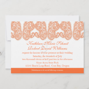 Orange Paisley Wedding Invitation