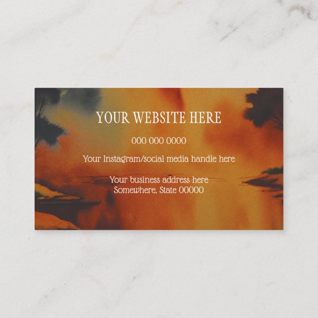 Orange Palm Tree Island Business Card (Back)