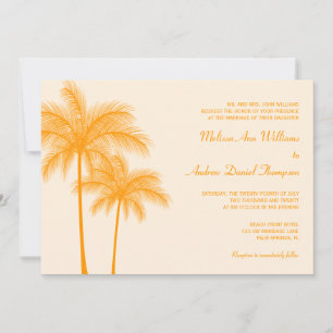 Orange Palm Tree Tropical Wedding Invitation