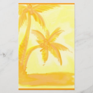Orange palm tree watercolor stationary paper