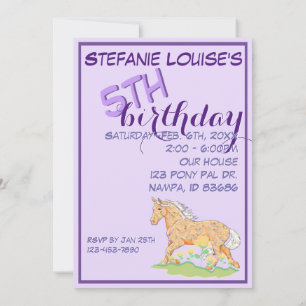 Orange Palomino Birthday III (purple) Invitation