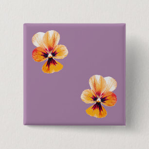 orange pansies 15 cm square badge
