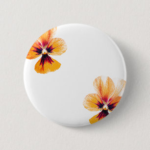 orange pansies 6 cm round badge