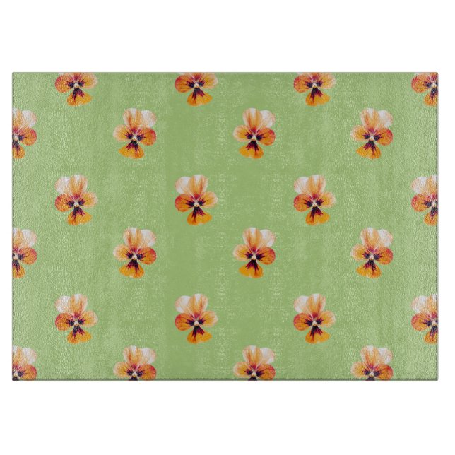 orange pansies cutting board (Front)