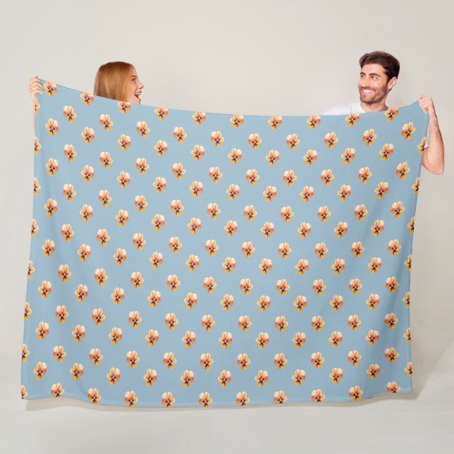 Orange Pansies Fleece Blanket (In Situ)