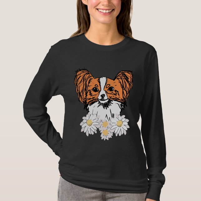 Orange Papillon With Flowers T-Shirt (Front)