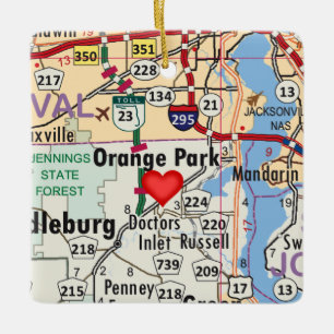 Orange Park FL Map Ceramic Ornament