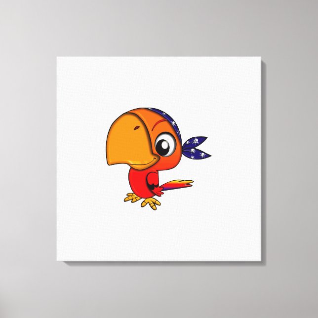 Orange parrot cartoon canvas print (Front)