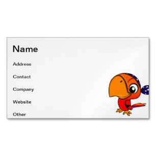 Orange parrot cartoon magnetic business card