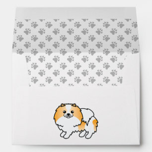 Orange Parti-Colour Pomeranian Cute Cartoon Dog Envelope