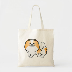 Orange Parti-Colour Pomeranian Cute Cartoon Dog Tote Bag