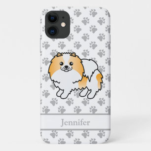 Orange Parti-Colour Pomeranian Cute Dog & Name Case-Mate iPhone Case