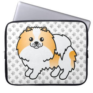 Orange Parti-Colour Pomeranian Cute Dog & Paws Laptop Sleeve