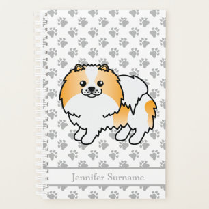 Orange Parti-Colour Pomeranian Dog & Custom Text Planner
