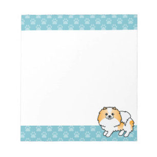 Orange Parti-Colour Pomeranian Dog Illustration Notepad