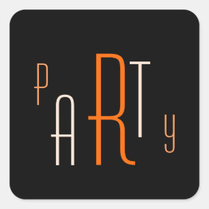 Orange Party Birthday Square Sticker