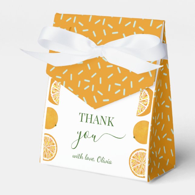 Orange Party Fruit Fresh Baby Shower Favour Box (Front Side)
