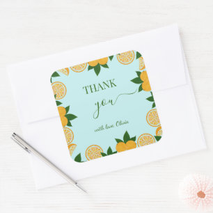 Orange Party Fruit Fresh Baby Shower Gift Square Sticker