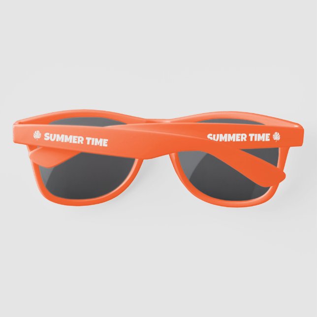 Orange party sunglasses with custom palm leaf logo (Back)