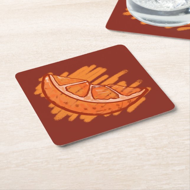 Orange Party Suppiies Square Paper Coaster (Angled)