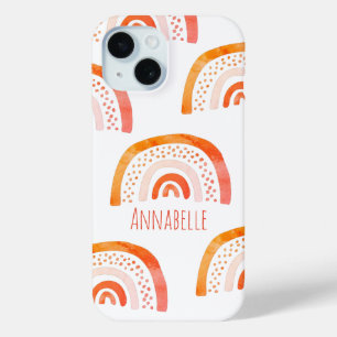 Orange Pastel Rainbow Personalised Pattern iPhone 15 Case