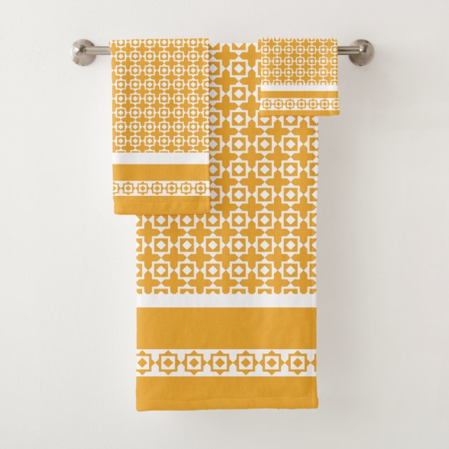 Orange Patchwork Bath Towel Set (Insitu)