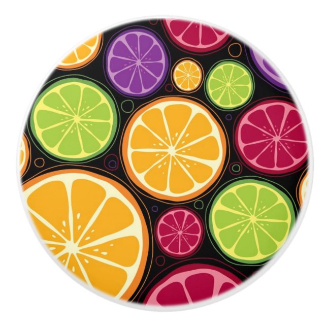 Orange pattern and background ceramic knob (Front)