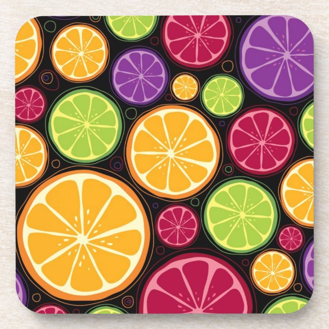 Orange pattern and background coaster (Front)