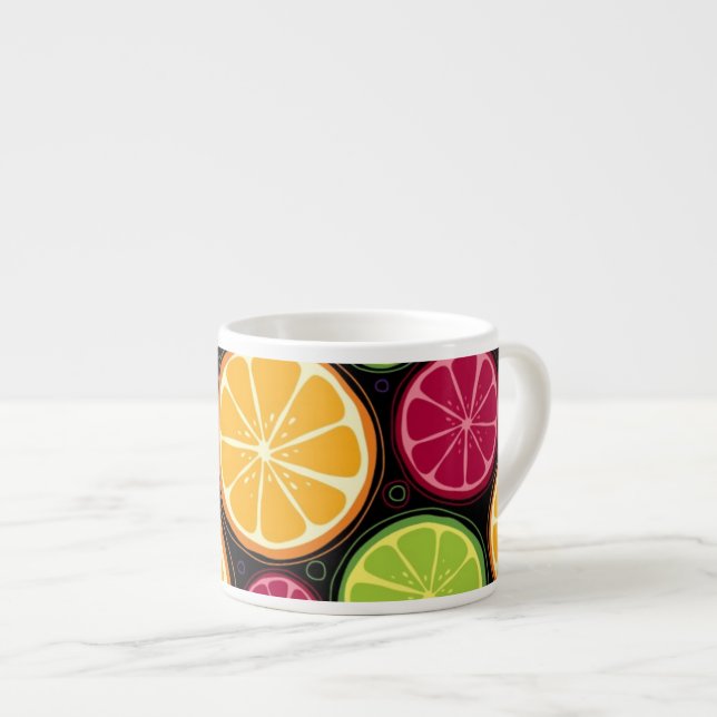 Orange pattern and background espresso cup (Front Right)