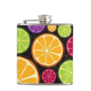 Orange pattern and background hip flask