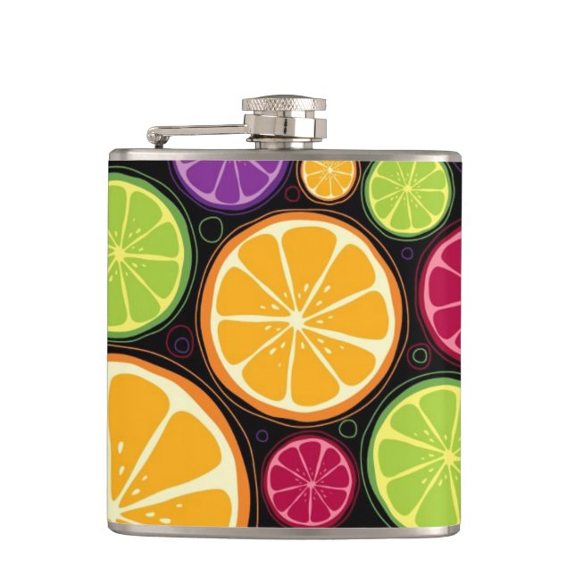 Orange pattern and background hip flask (Front)