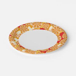 Orange pattern paper plate