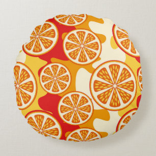 Orange pattern round cushion