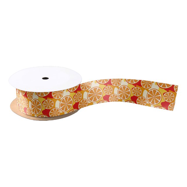 Orange pattern satin ribbon (Spool)