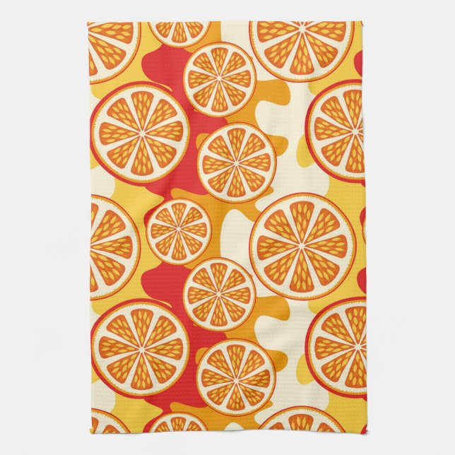 Orange pattern tea towel (Vertical)