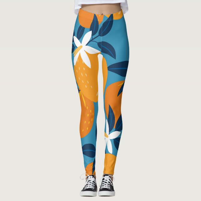 Orange pattern: vintage seamless texture leggings (Front)