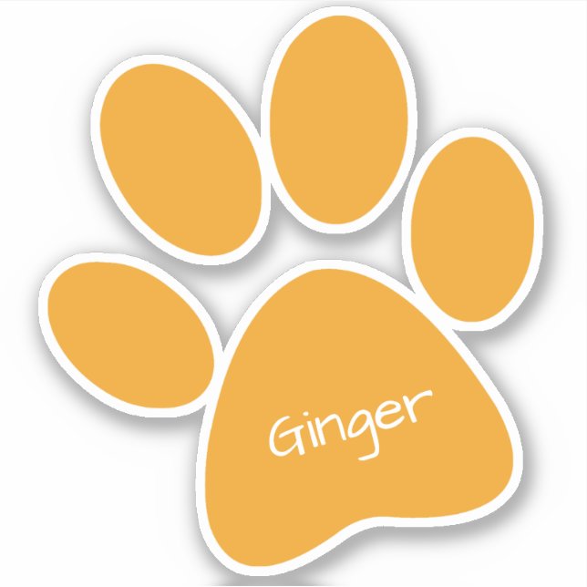 Orange Paw Print Custom-Cut Vinyl Sticker (Front)