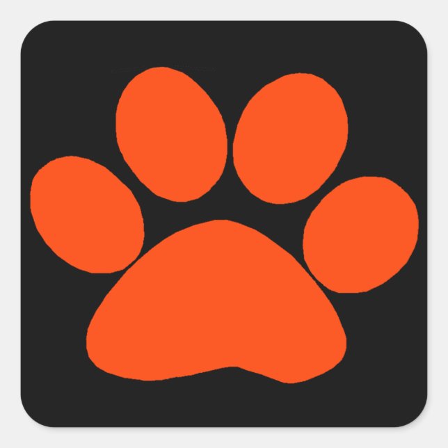 Orange Paw Print Square Sticker (Front)