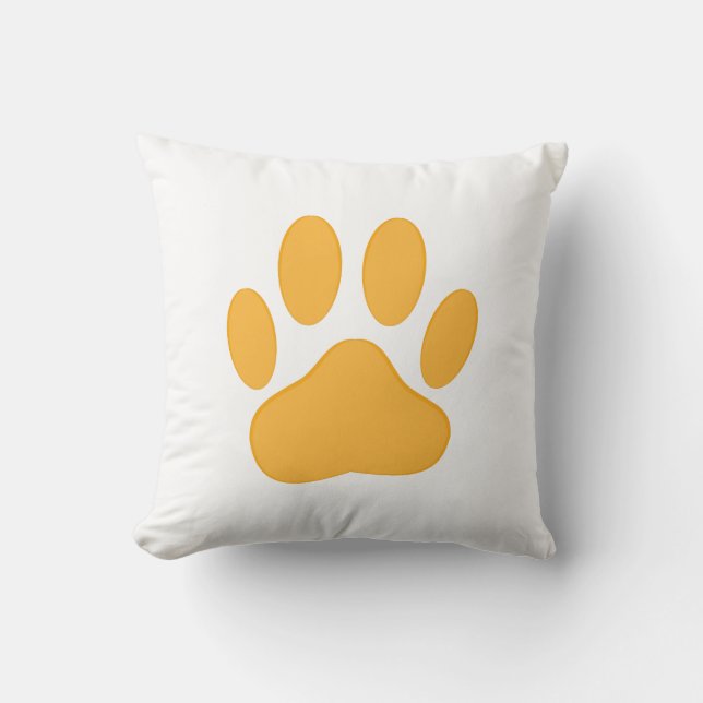 Orange Pawprint Cushion (Front)
