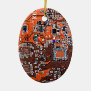 Orange PCB Circuit Board Design for IT Pros Ceramic Tree Decoration
